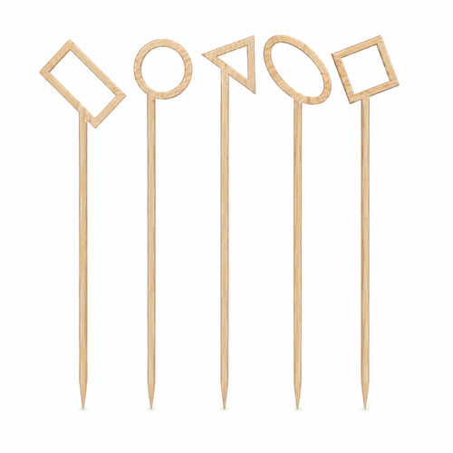 Bamboo Pick with Assorted Shapes L:4.1in - 100 pcs