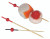 KYOTO Bamboo Pick with 1 Red Bead & Red End L:3.5in - 100 pcs