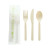 Compostable Bamboo Fiber 3/1 Cutlery Kit With Compostable Bag (Knife, Fork, Spoon) L:6in - 500 pcs