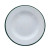 Enamel reusable plate white w/green rim D:6.3in H:1in - 12 pcs