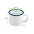 Enamel reusable mug white w/green rim 5oz D:3.1in H:2.4in - 12 pcs