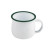 Enamel reusable mug white w/green rim 5oz D:3.1in H:2.4in - 12 pcs