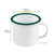 Enamel reusable mug white w/green rim 17oz D:4.7in H:3.5in - 12 pcs