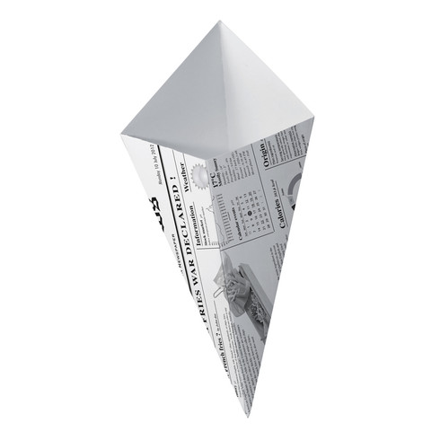 Medium Sized K-17 English Newspaper Paper Cones, holds 8.5 oz.