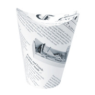 HAPPY FRIES Newsprint Closable Perforated Snack Cup 12oz D:2.36in H:5.5in - 50 pcs