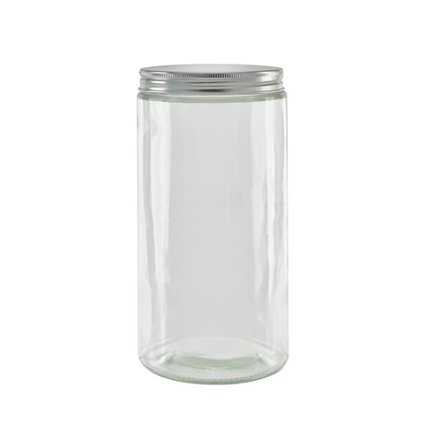 Round reusable jar glass with aluminium cap 7.4oz D:2.75in W:2.91in  H:3.03in - 80 pcs - BioandChic