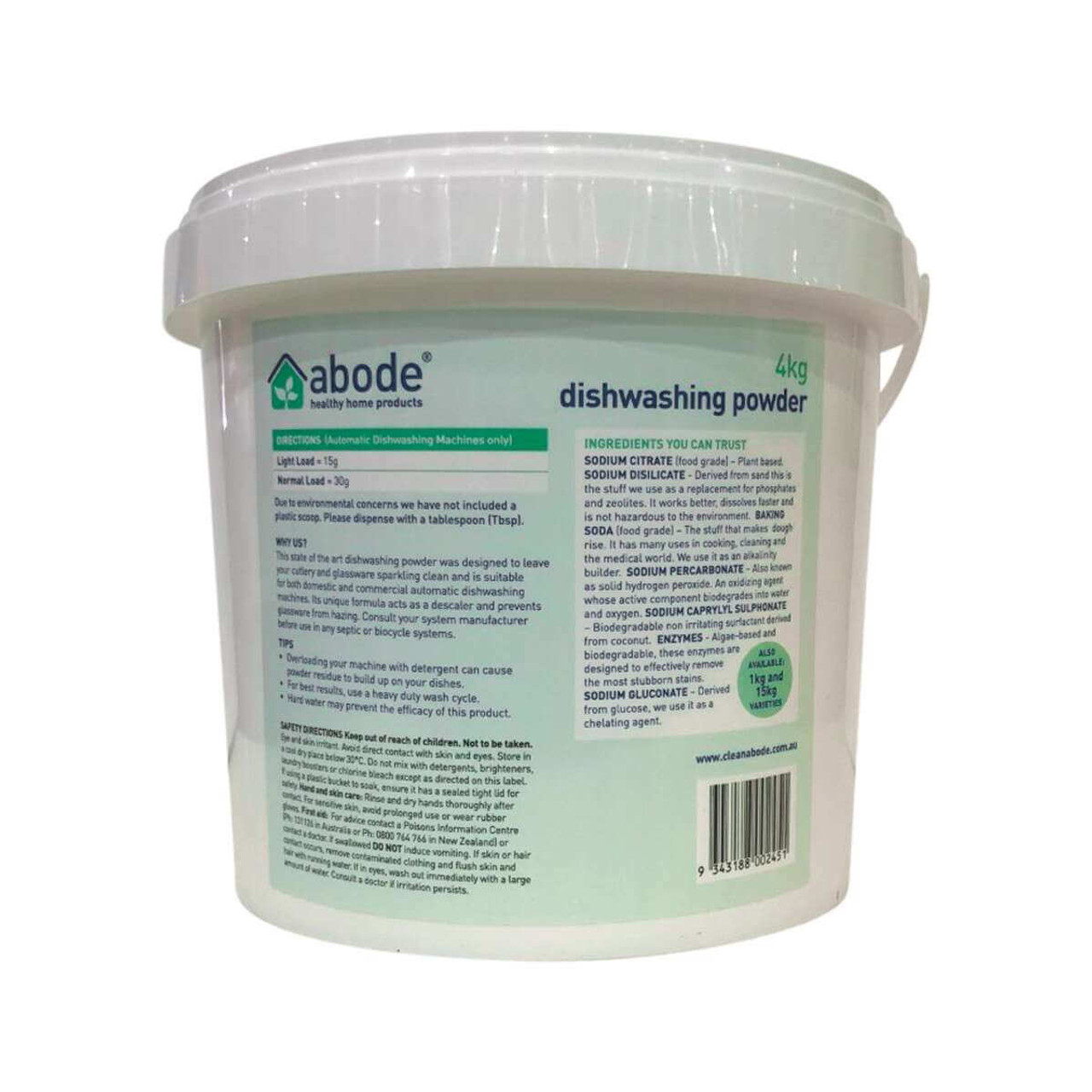 Abode Dishwashing Powder (for Automatic Dishwashing Machines) 4kg Bucket