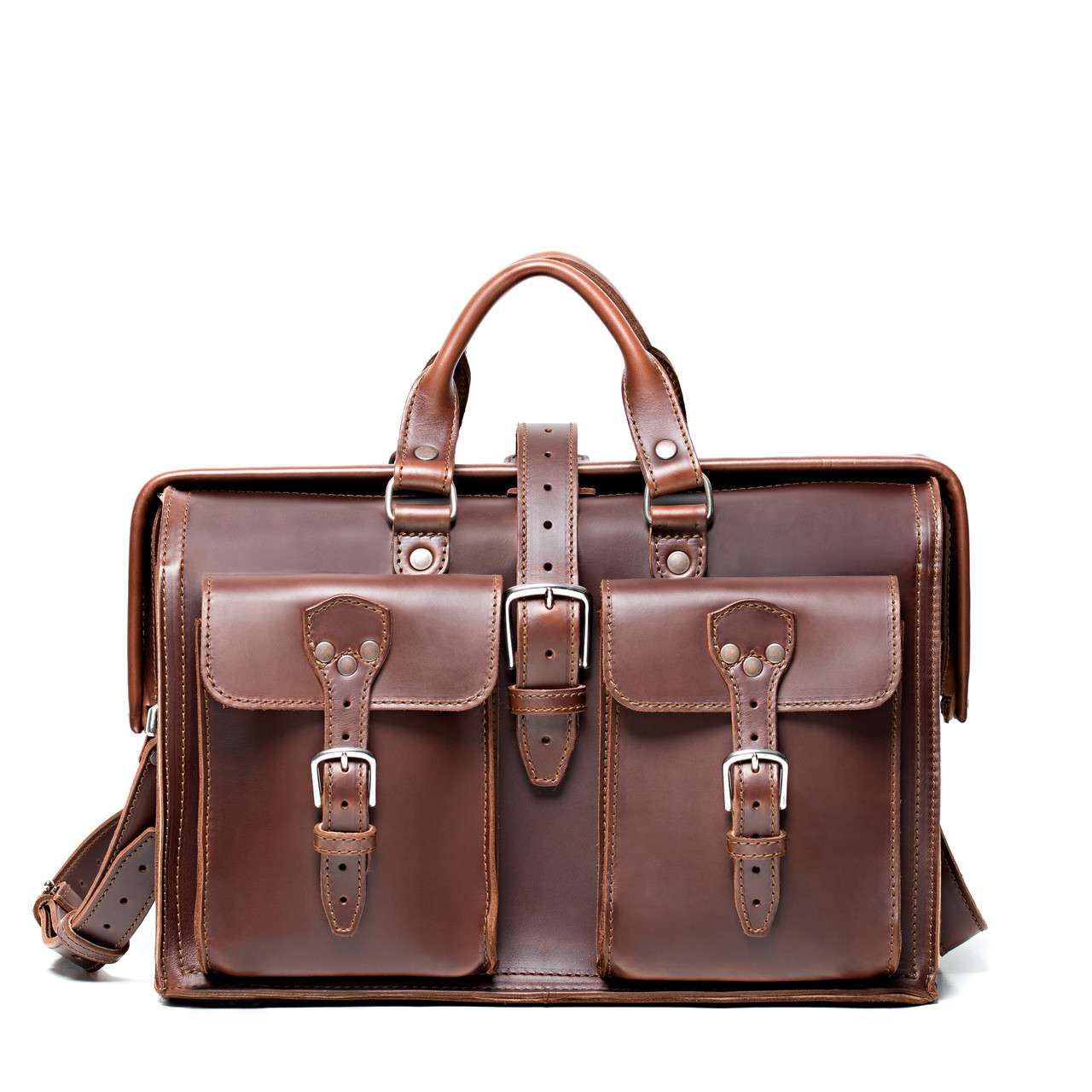 Buccio Tuscany Cannella Brown Italian Leather Briefcase Attorney Briefbag