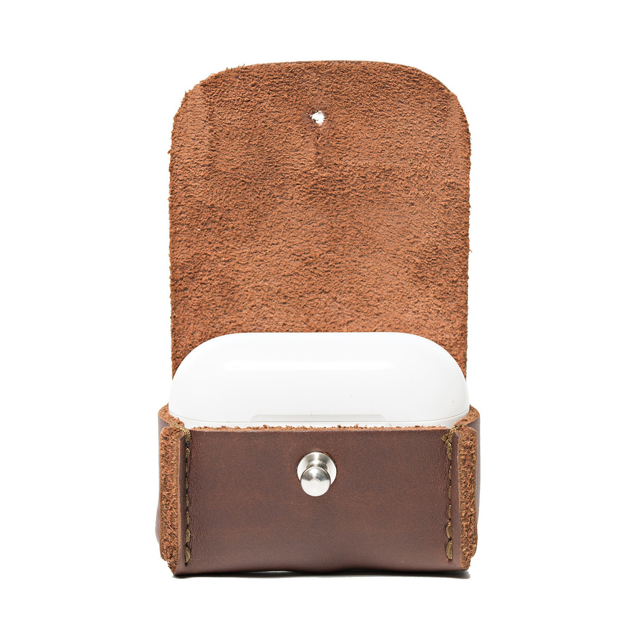 Brown LV Solid Leather Airpods Case