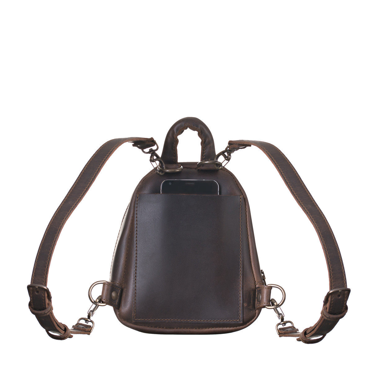 mini black leather backpack