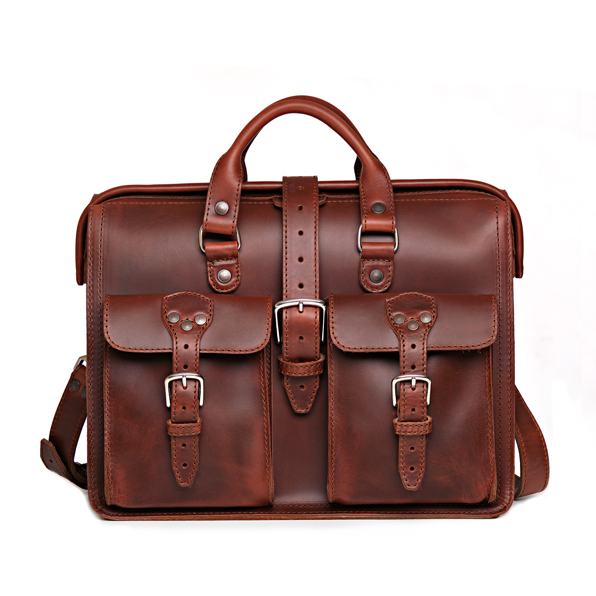 Leather Laptop Bag Real Genuine Full-Grain Briefcase Saddleback