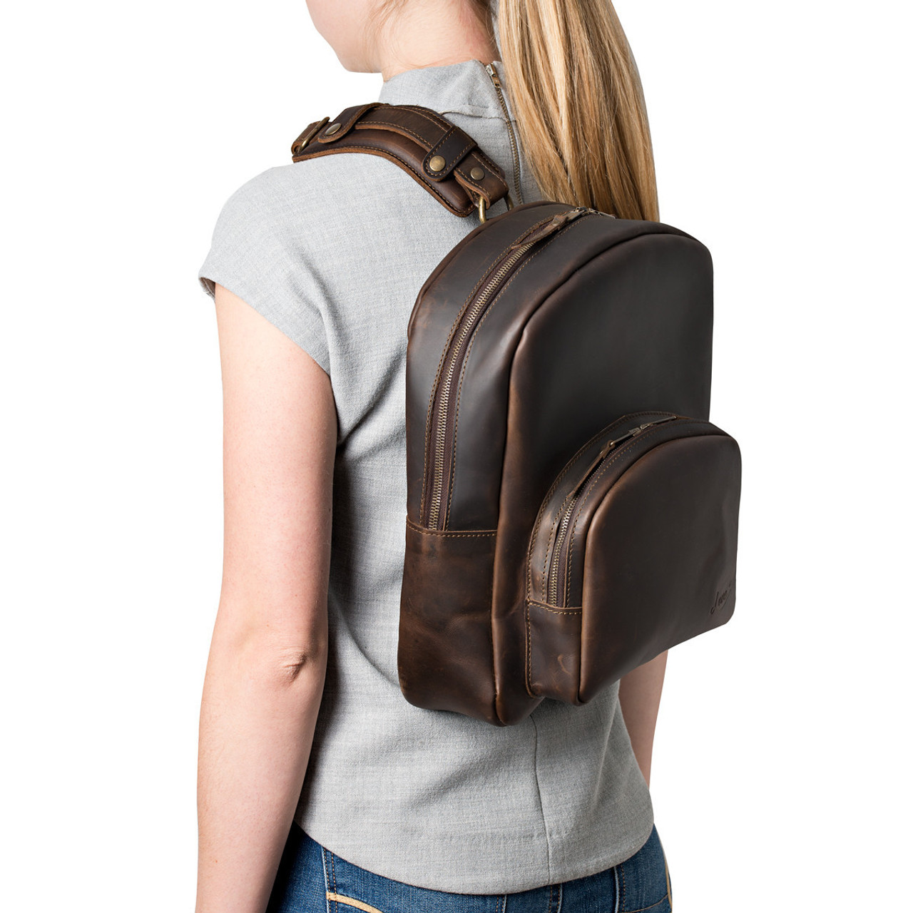 Sling leather backpack purses Clearance