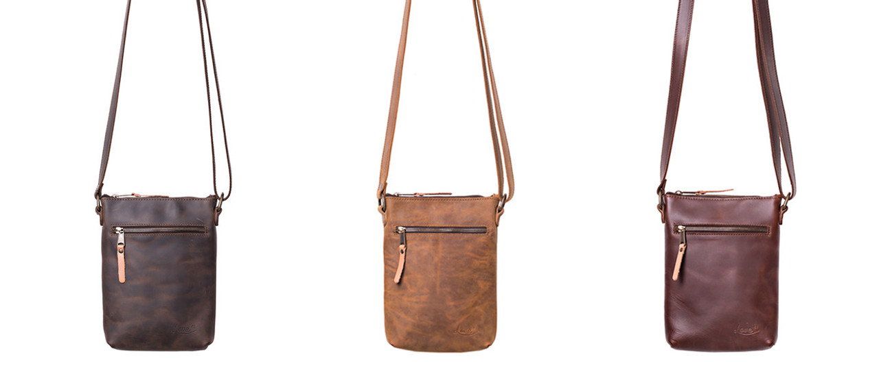 Cross-Body Bag In Tan Genuine Leather