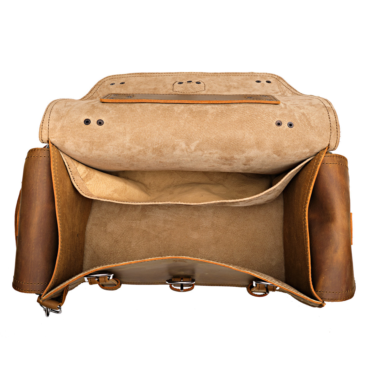 Side Pocket Leather Duffle Bag - Thumbnail 4