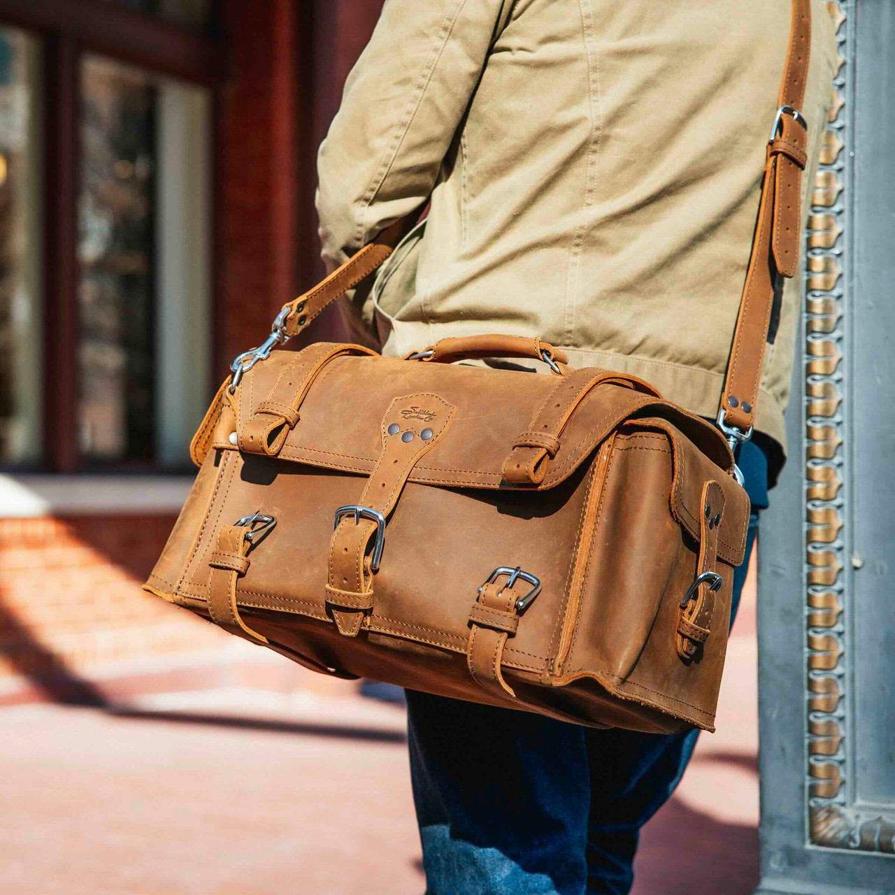 バッグ KLASICA CLASSIC DAFFLE BAG Side Pocket Leather Duffle Bag | Full Grain Leather | Saddleback