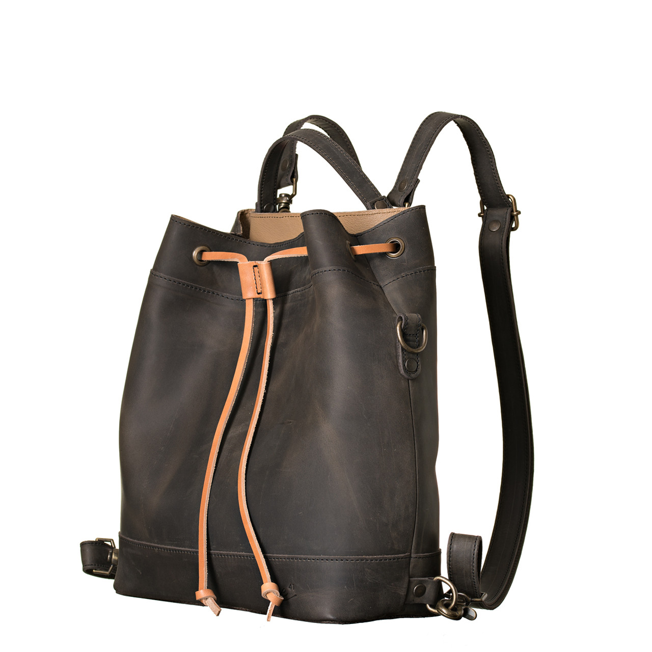 Leather Bucket Bag Leather Backpack Purse Leather Bag 