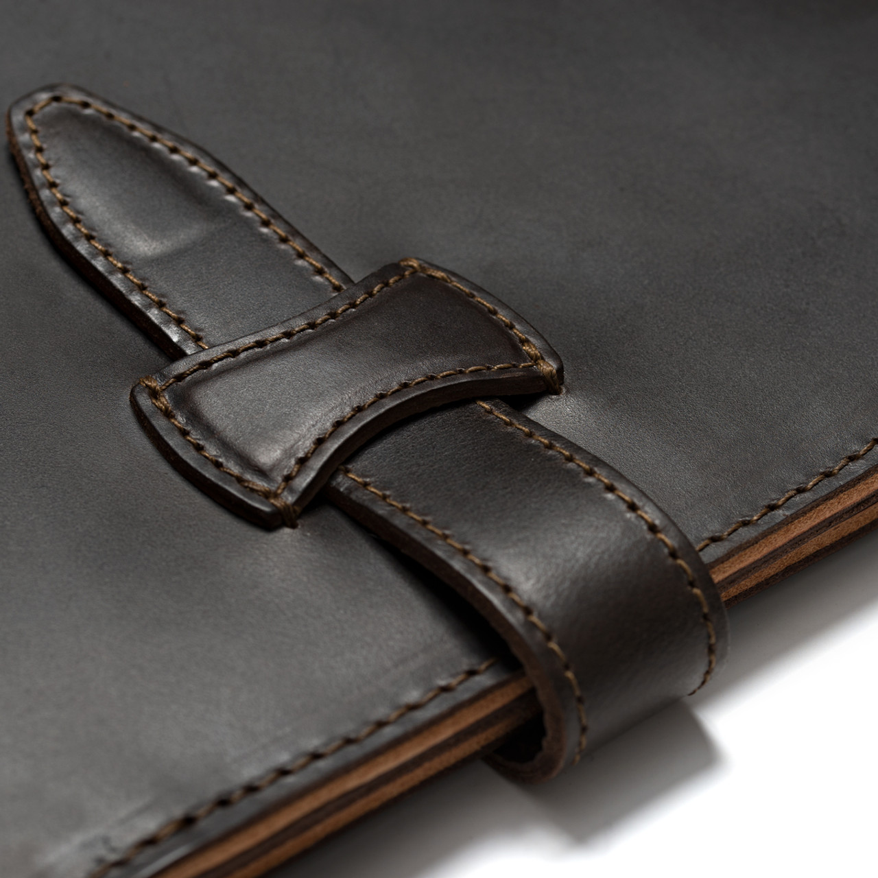 J.M. Cueros Talabarteria Black Brown Leather 6 Ring Portfolio Binder