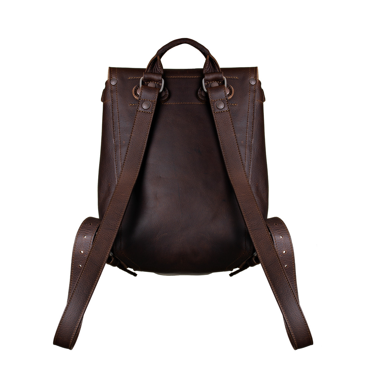 Classic Brown Leather Drawstring Backpack Brown Leather Backpack With Drawstring Closure / Drawstring  main image 2