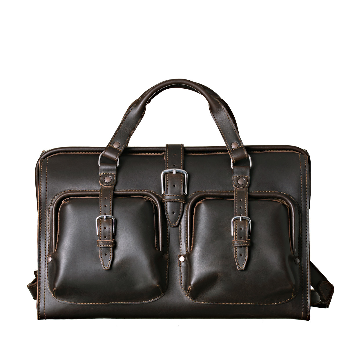 Deep Pocket Leather Duffle Bag - Main Image