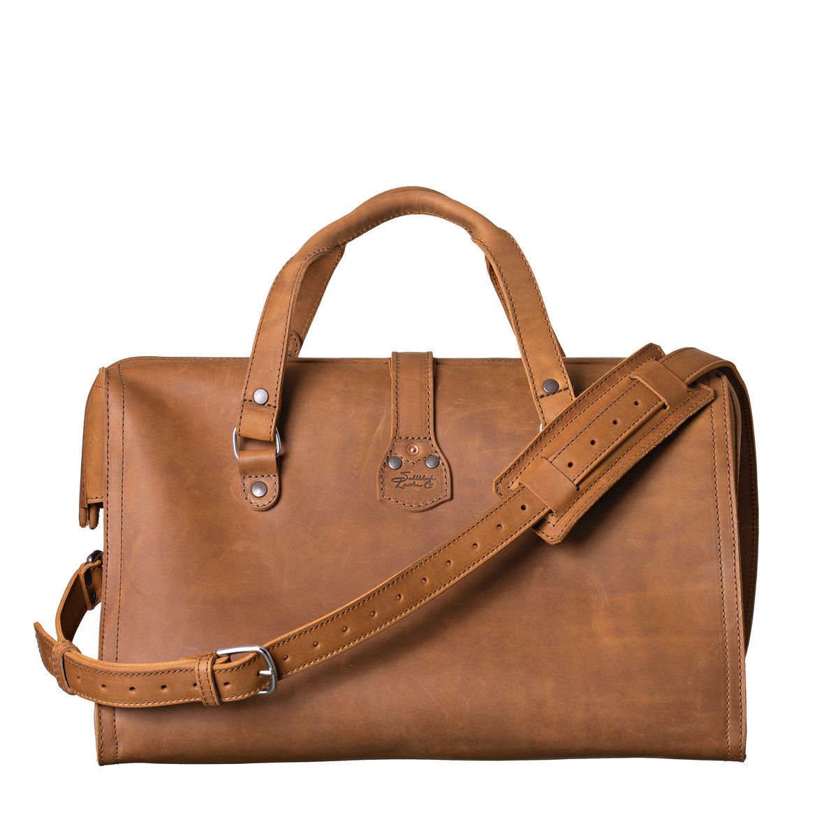 Deep Pocket Leather Duffle Bag - Thumbnail 4