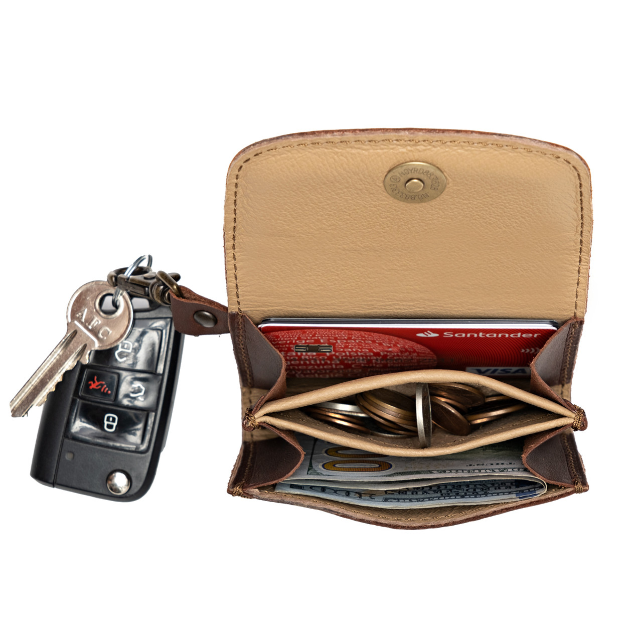 Troika Schlusselloch Leather Coin Wallet Keychain Combo