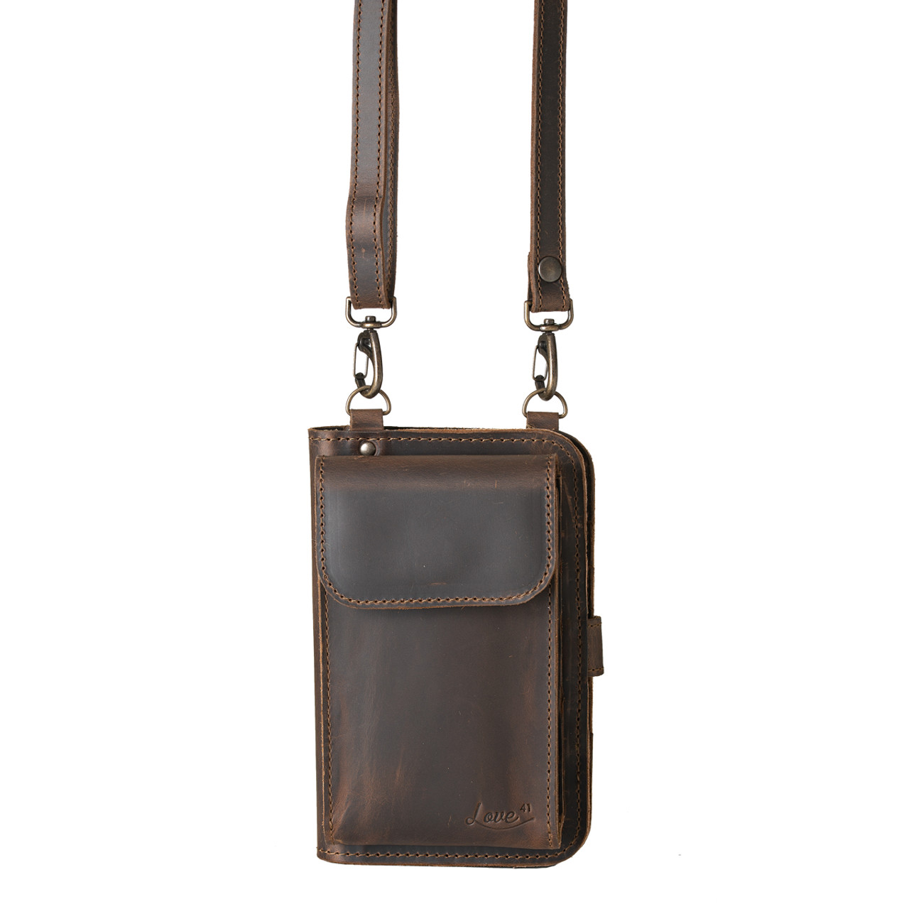 Leather Phone Pouch Utility Belt Holster With Crossbody Strap 