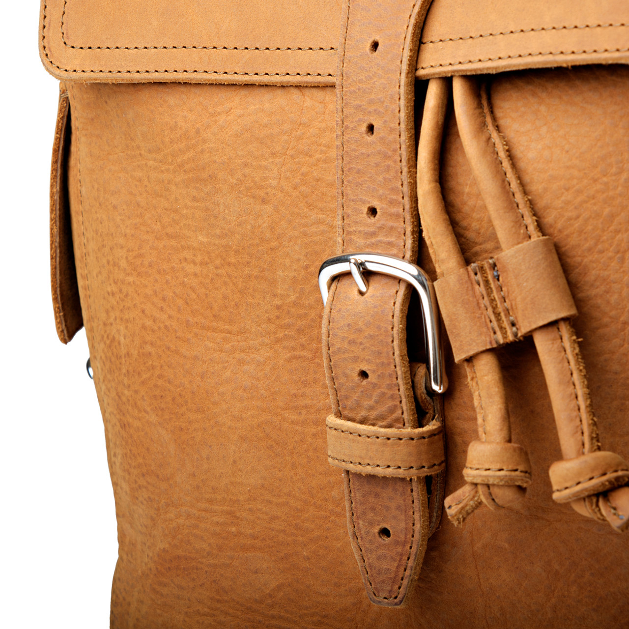 16 Tumbled Leather Drawstring Backpack