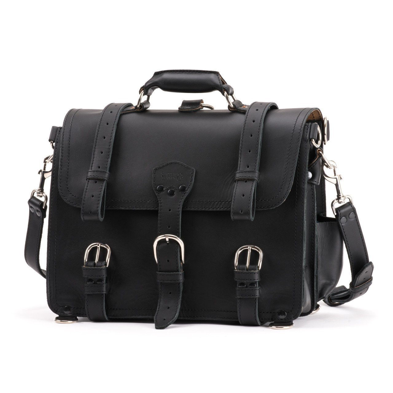 Large Classic Leather Briefcase - Thumbnail 4