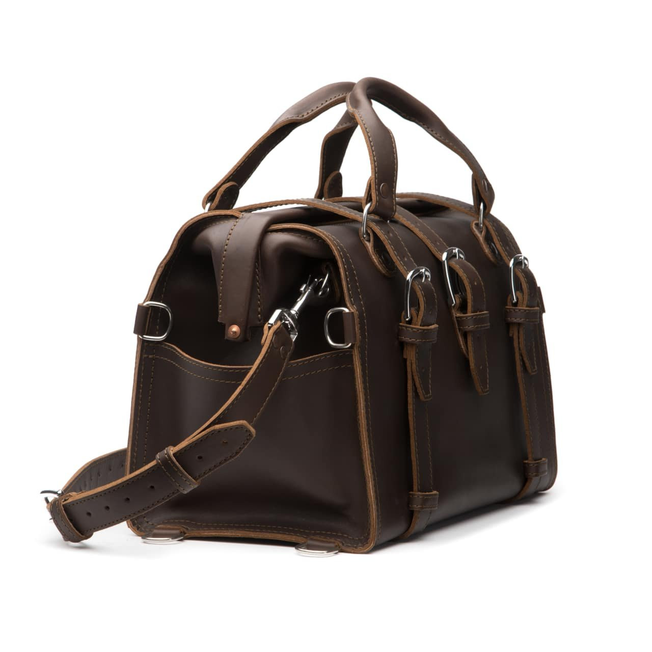 Antique Vintage Black Leather Doctors Bag / Carry on Travel Bag