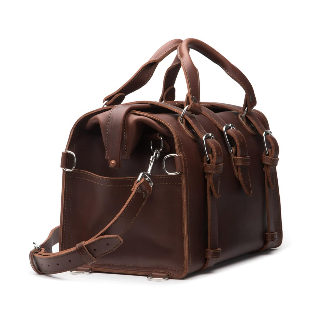 DULUTH TRADING Heavy Leather Briefcase / Doctor Bag / Weekender Gladstone  Bag