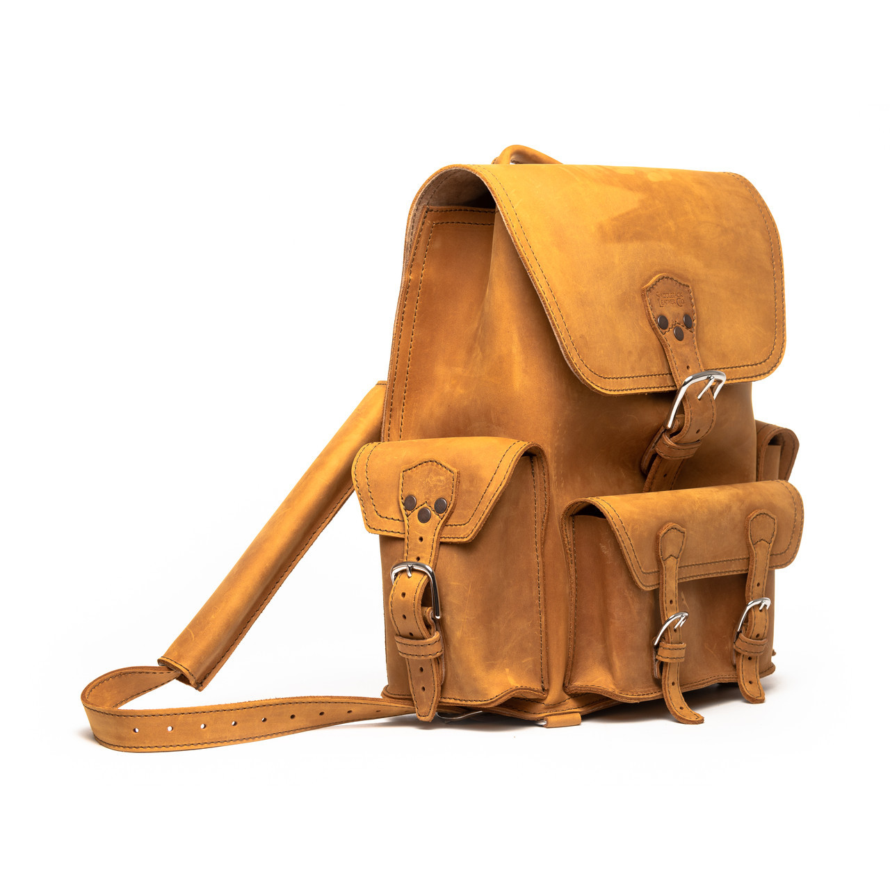 Front Pocket Leather Backpack