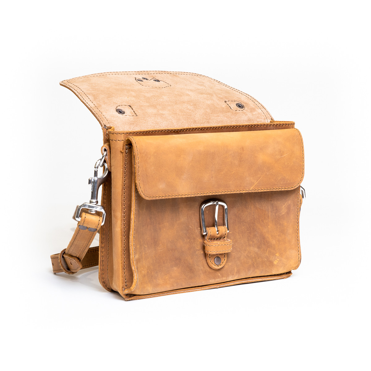 front pocket leather satchel