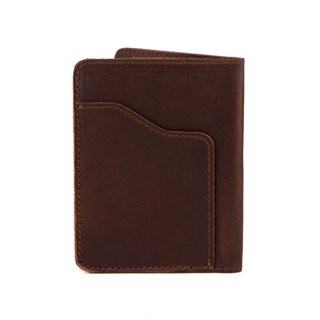 Leather Passport Wallet for Men, Slim Bifold Card with RFID Blocker