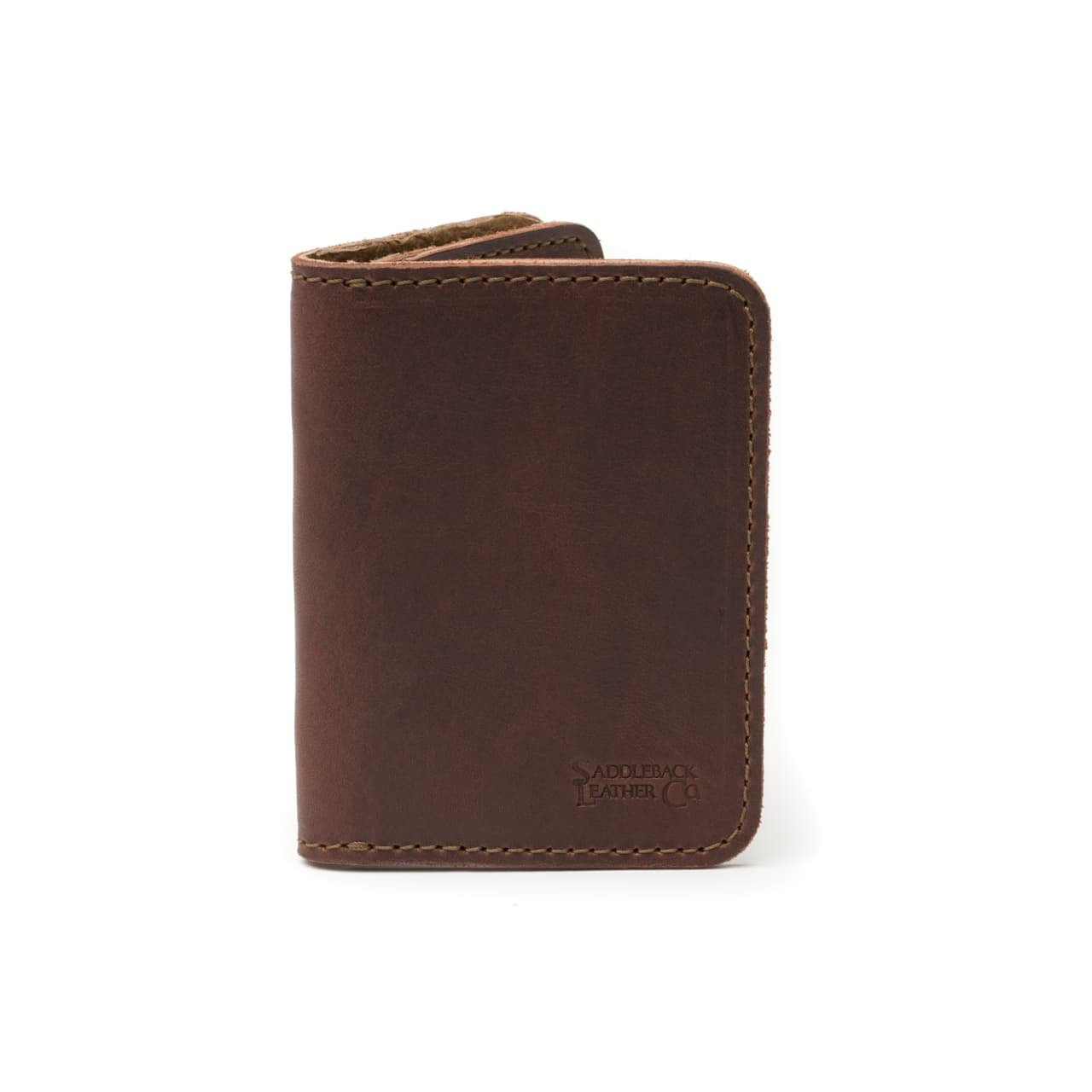 Leather Business Card Holder | Pocket Front Men\'s RFID Saddleback Wallet Card 