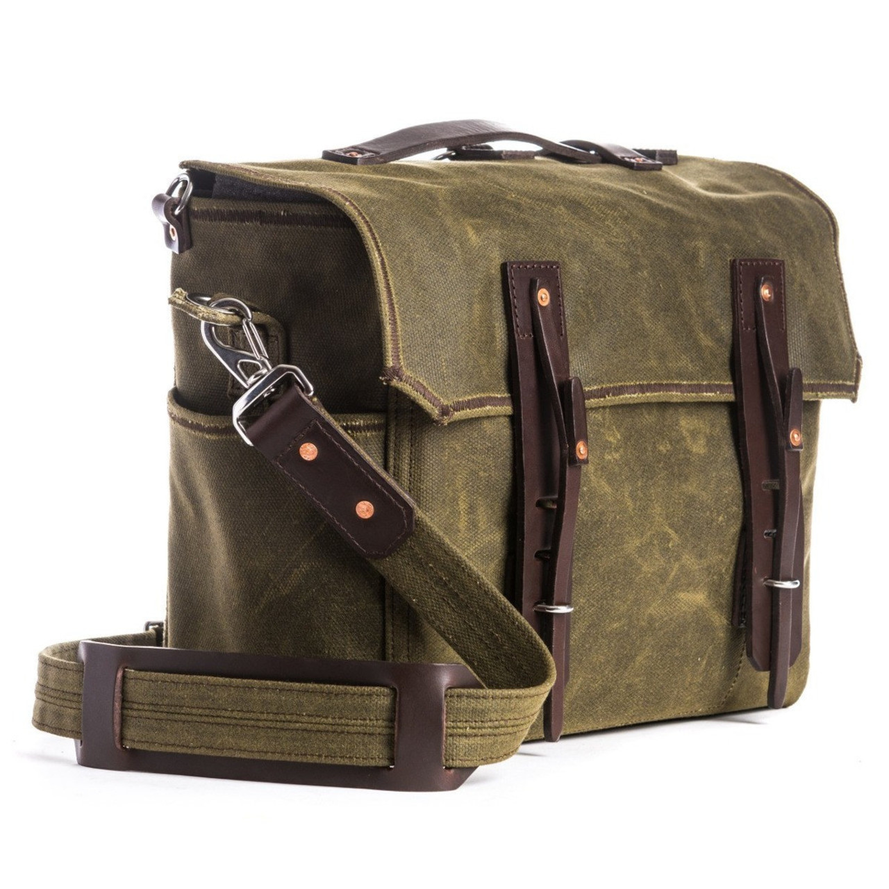 canvas and leather messenger bag