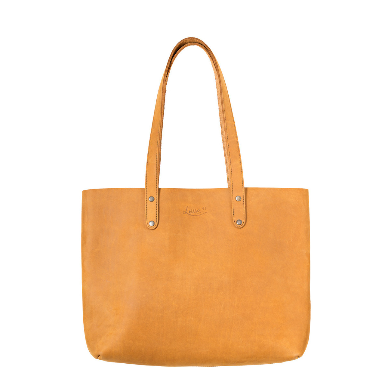 Simple Leather Bag Medium Tote Tan Leather Shoulder Bag 