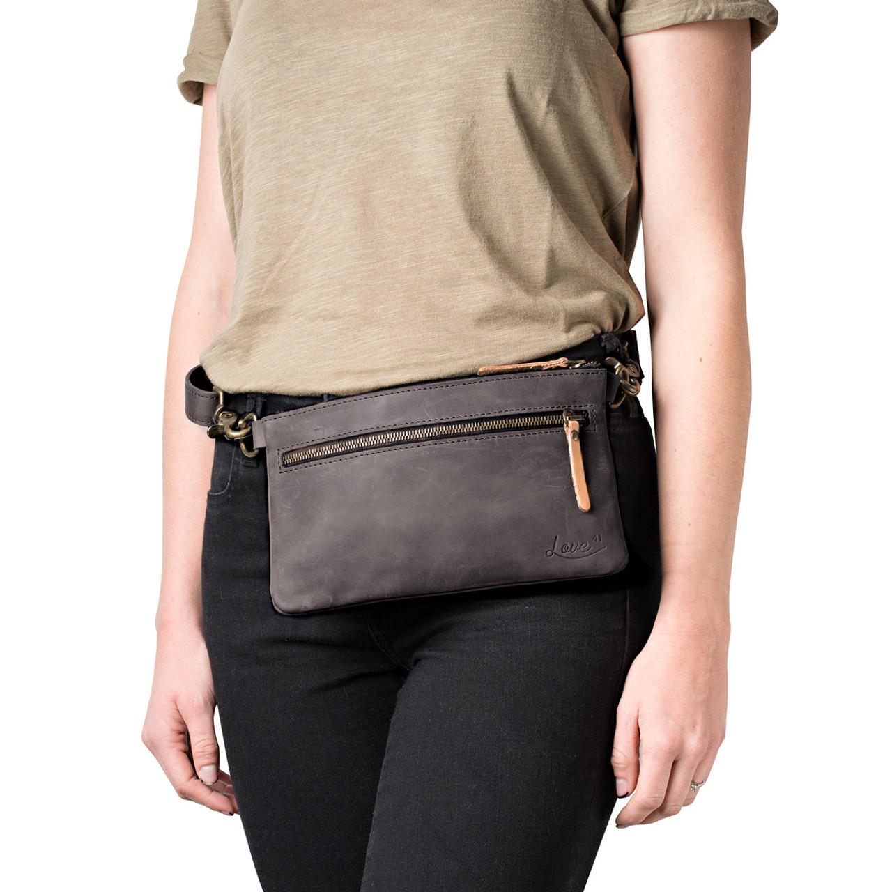 Belly Bag Leather for Women With 2 Straps, Leather Shoulder Bag, Crossbody  Bag Belt Bag With Patterned Strap 