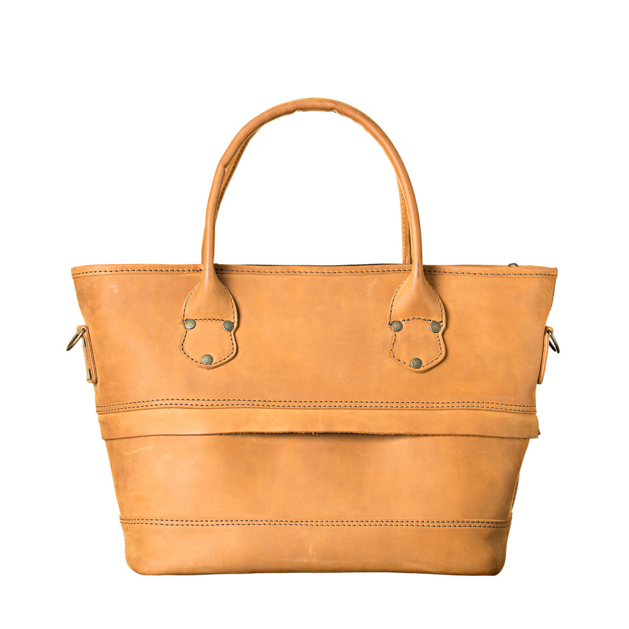 Expandable Zipper Leather Tote