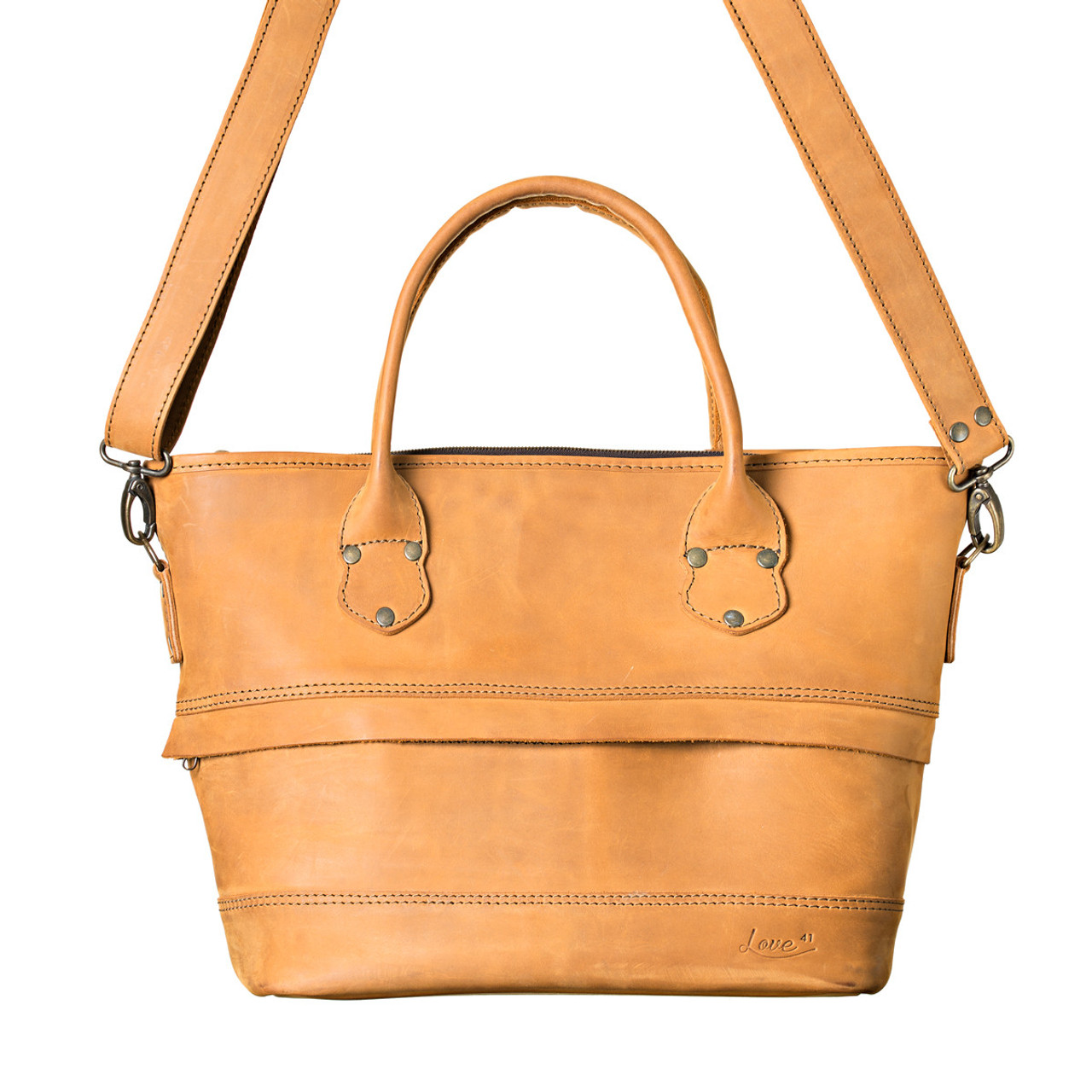 Expandable Zipper Leather Tote