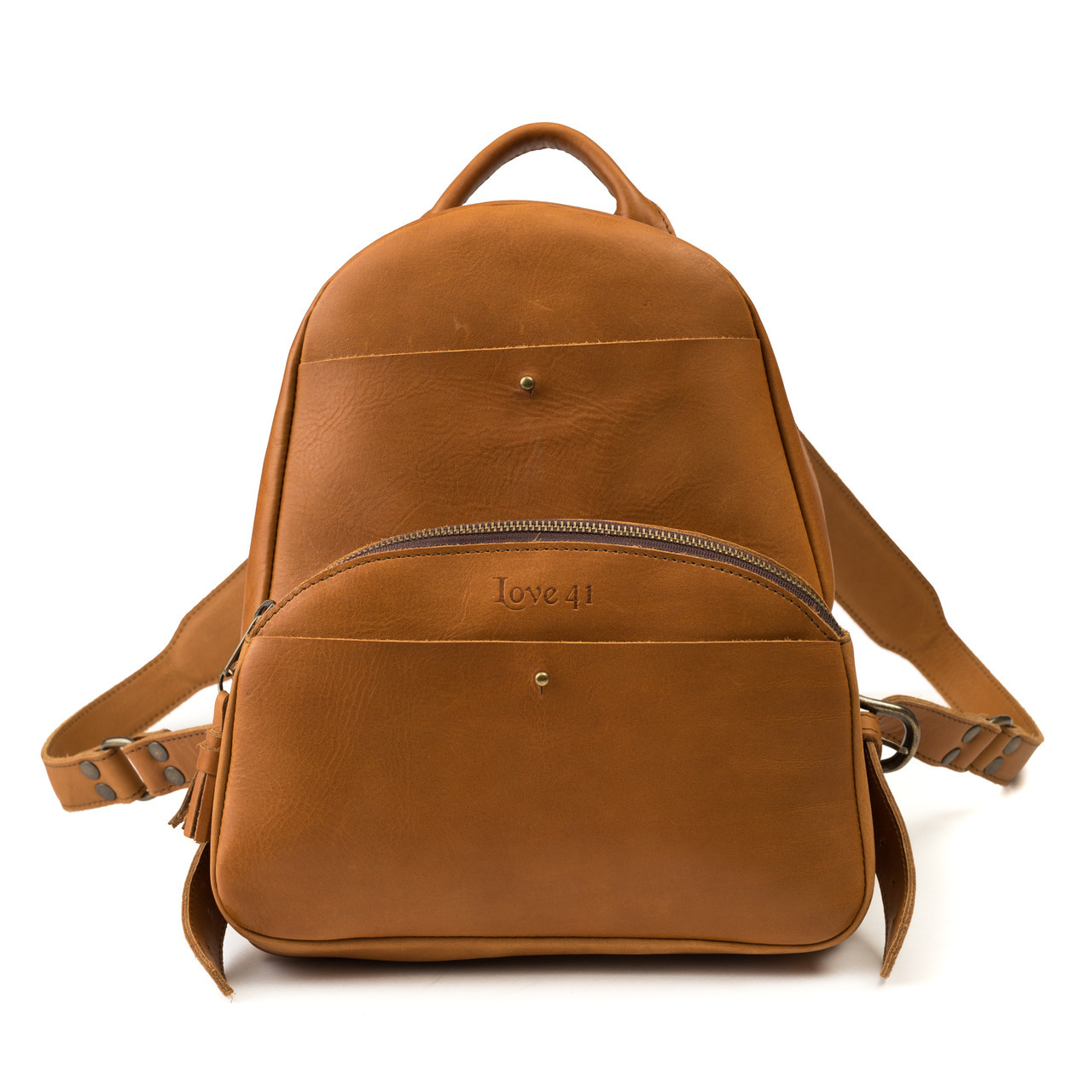 Backpack for Women: Leather Backpack / City Backpack Size M, Nappa Leather,  518 Cognac Brown 