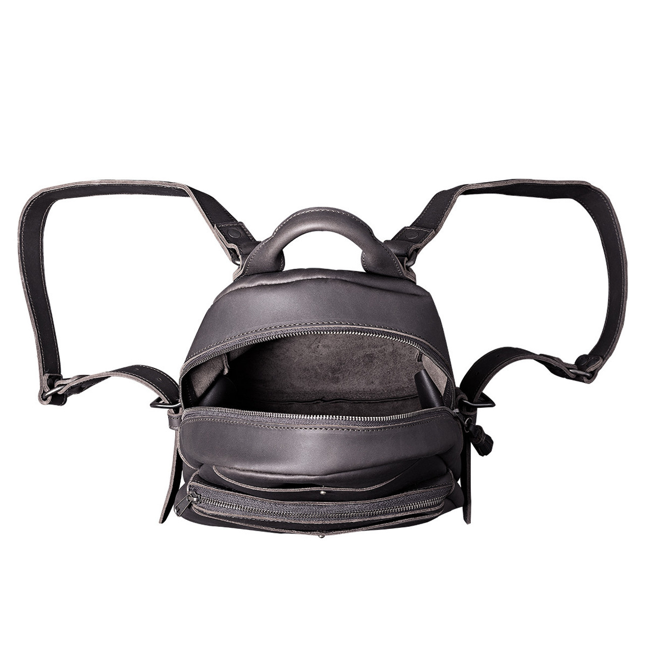 womens black leather backpack