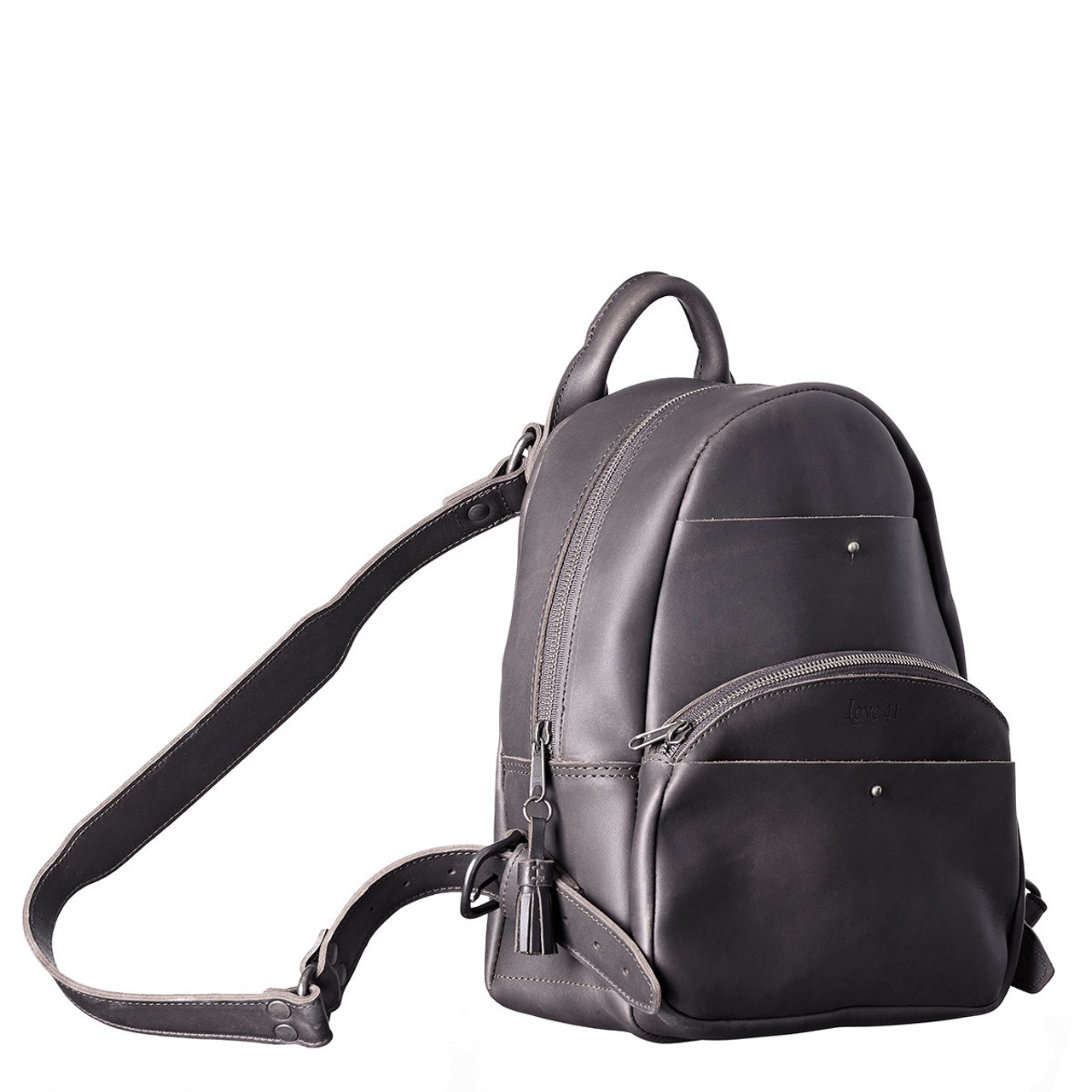 Burberry Grey Leather Embossed Abbeydale Backpack Bag - Yoogi's Closet