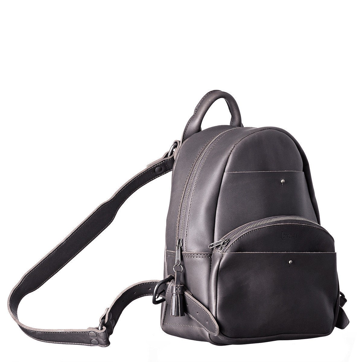 grey leather backpacks
