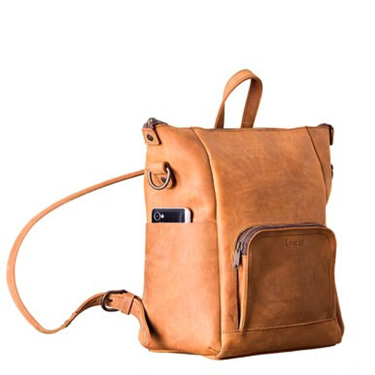 Women Leather Shoulder Bag, Convertible Backpack, Full Grain