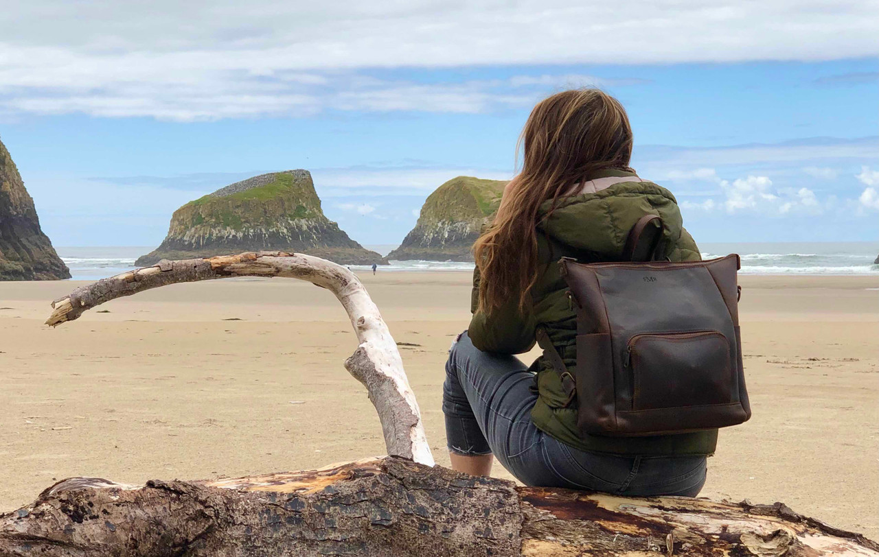 Walker Leather Backpack, Brown Oak