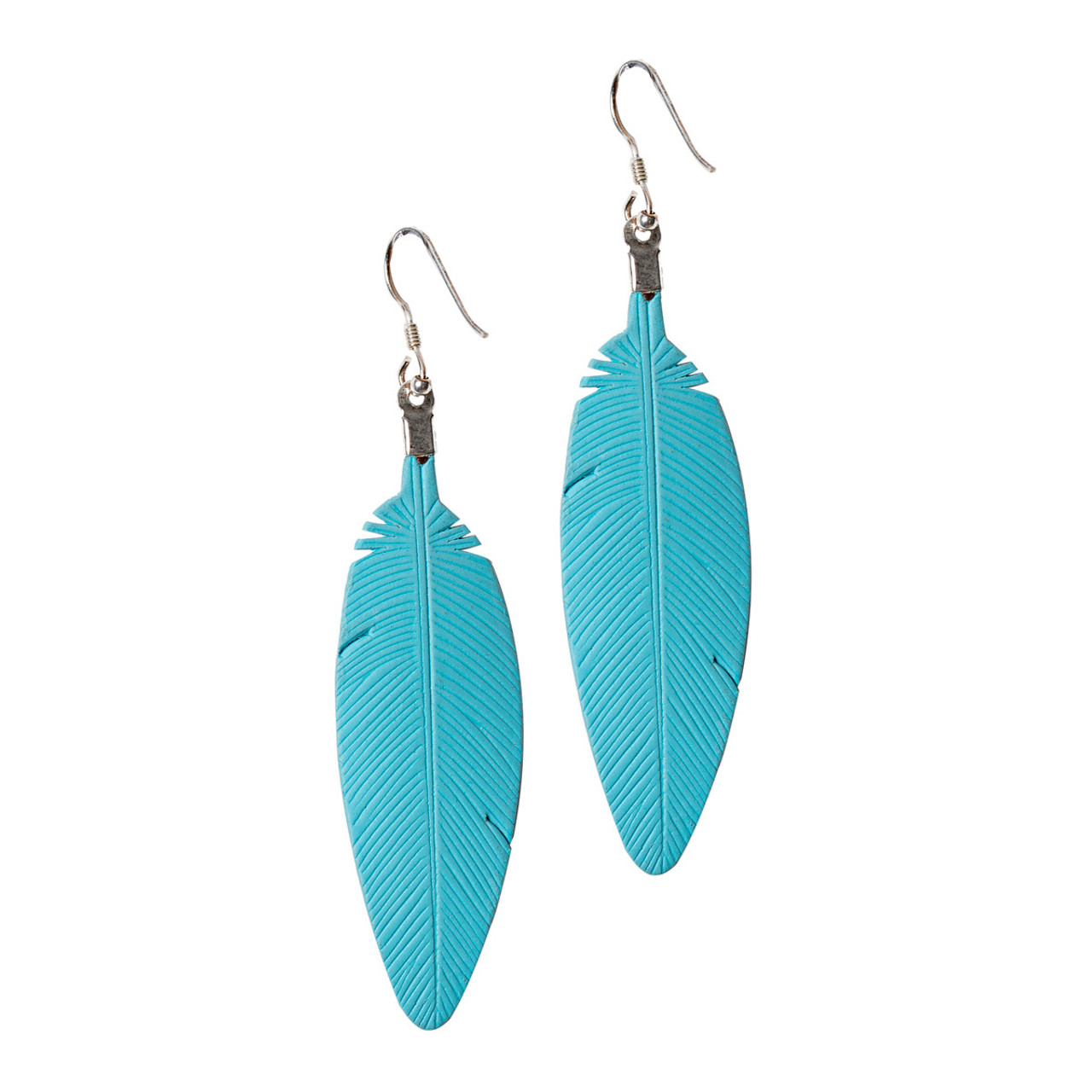 Black Leather Feather Earrings with White Stitching & Gold Wire |  Julie&GraceJewelry