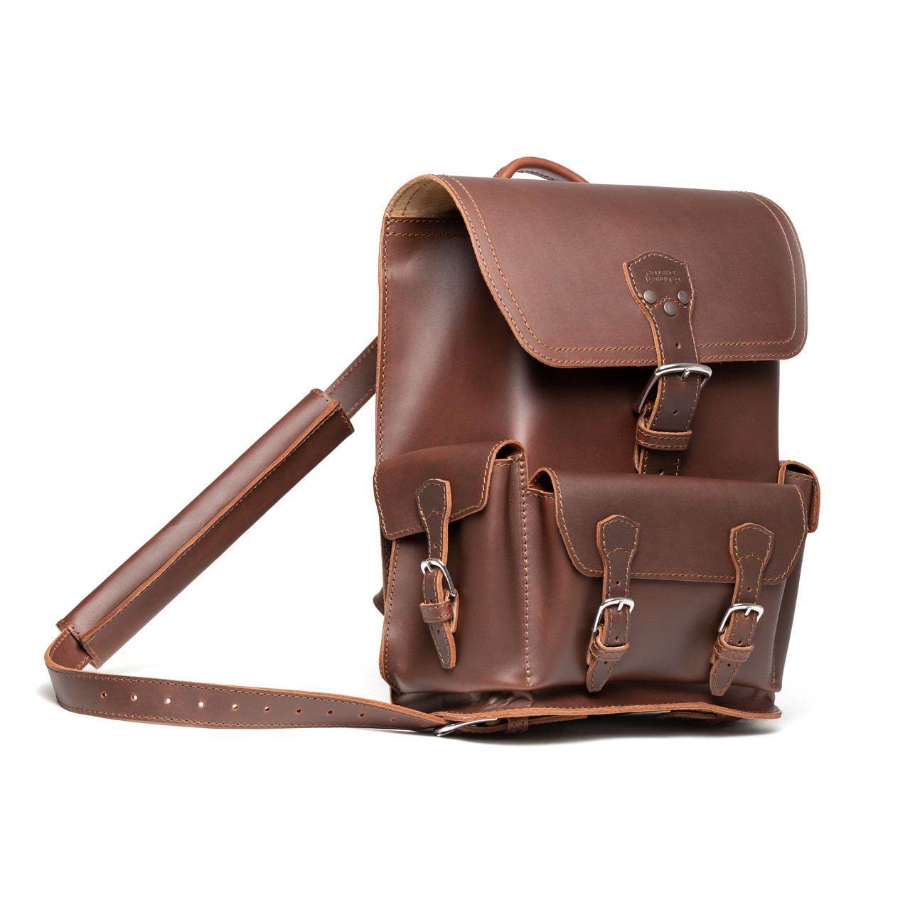 Thin Front Pocket Leather Backpack