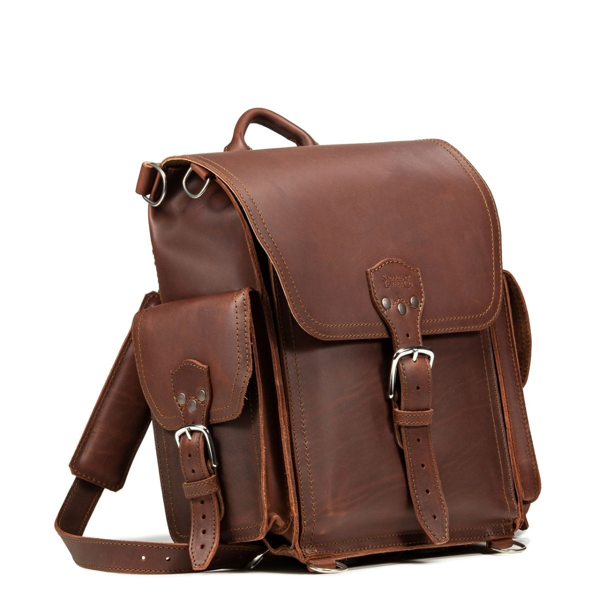 Dave's Deals Squared Leather Backpack a.k.a The Tank - Chestnut