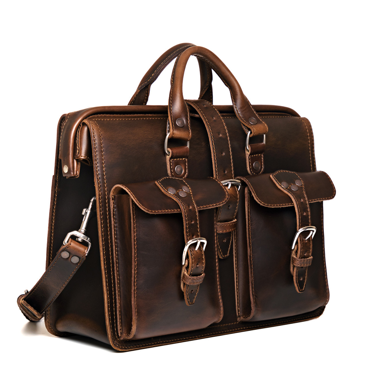 Dave's Deals Flight Bag Briefcase Old Design Dark Coffee Brown