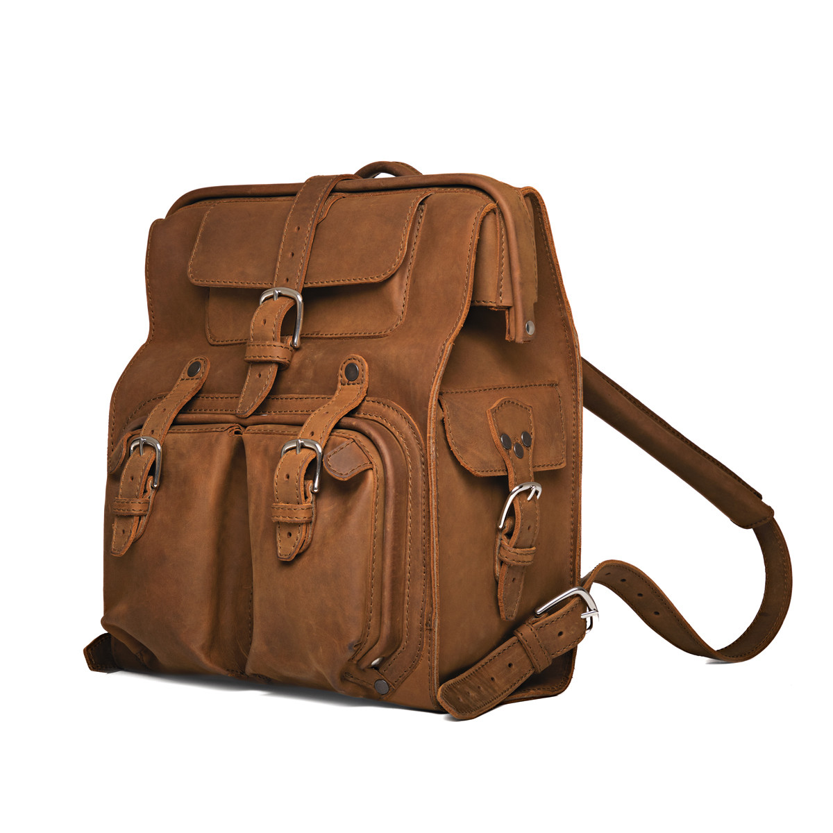 Big Mouth Leather Backpack Tobacco
